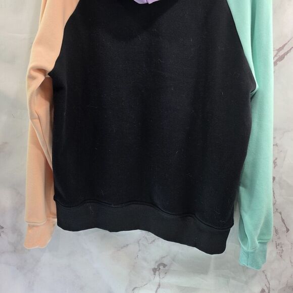 Spark Paws Hoodie Large Black Colorblock Pullover Sweatshirt Purple Fleece Cyber - Picture 8 of 12